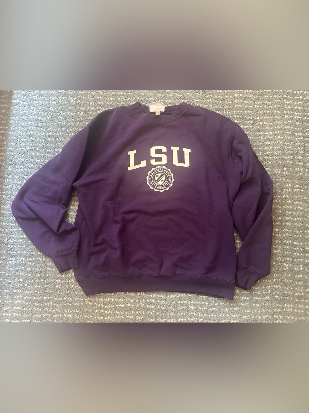 Champion Purple LSU Crewneck Sweatshirt with White Lettering